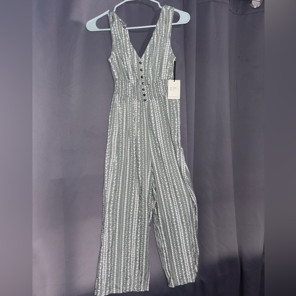 Japna Sage Green Patterned Jumpsuit